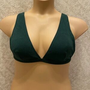Zaful Deep Green Textured Bikini Top